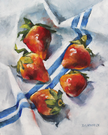 Berries on Blue Stripe 10" X8"